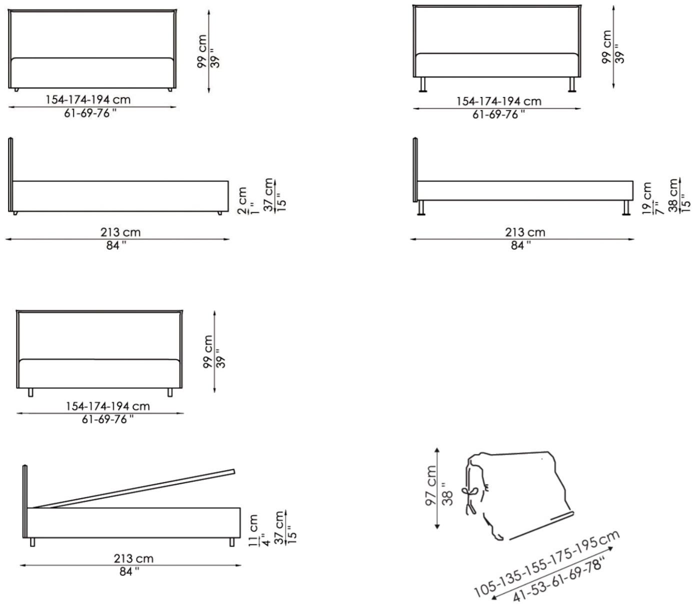 Bonaldo Двуспальная кровать со съемным покрытием с мягким изголовьем Paco sun-id-1410296 - Вид №3