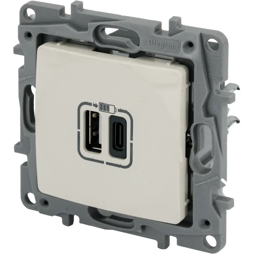 Зарядное устройство USB тип А / тип С - Legrand Etika - 3000мА 15Вт - слоновая кость 82496480 STLM-2029002 - Вид №1