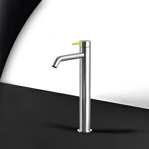 Смеситель для раковины сталь матовая с зеленой ручкой Toki Radomonte TKI3SCIL13