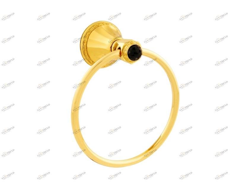 058273.N00.01 Кольцо для полотенца диаметром 165 мм с черным кристаллом сваровски Золото 24К Mestre Adriatica