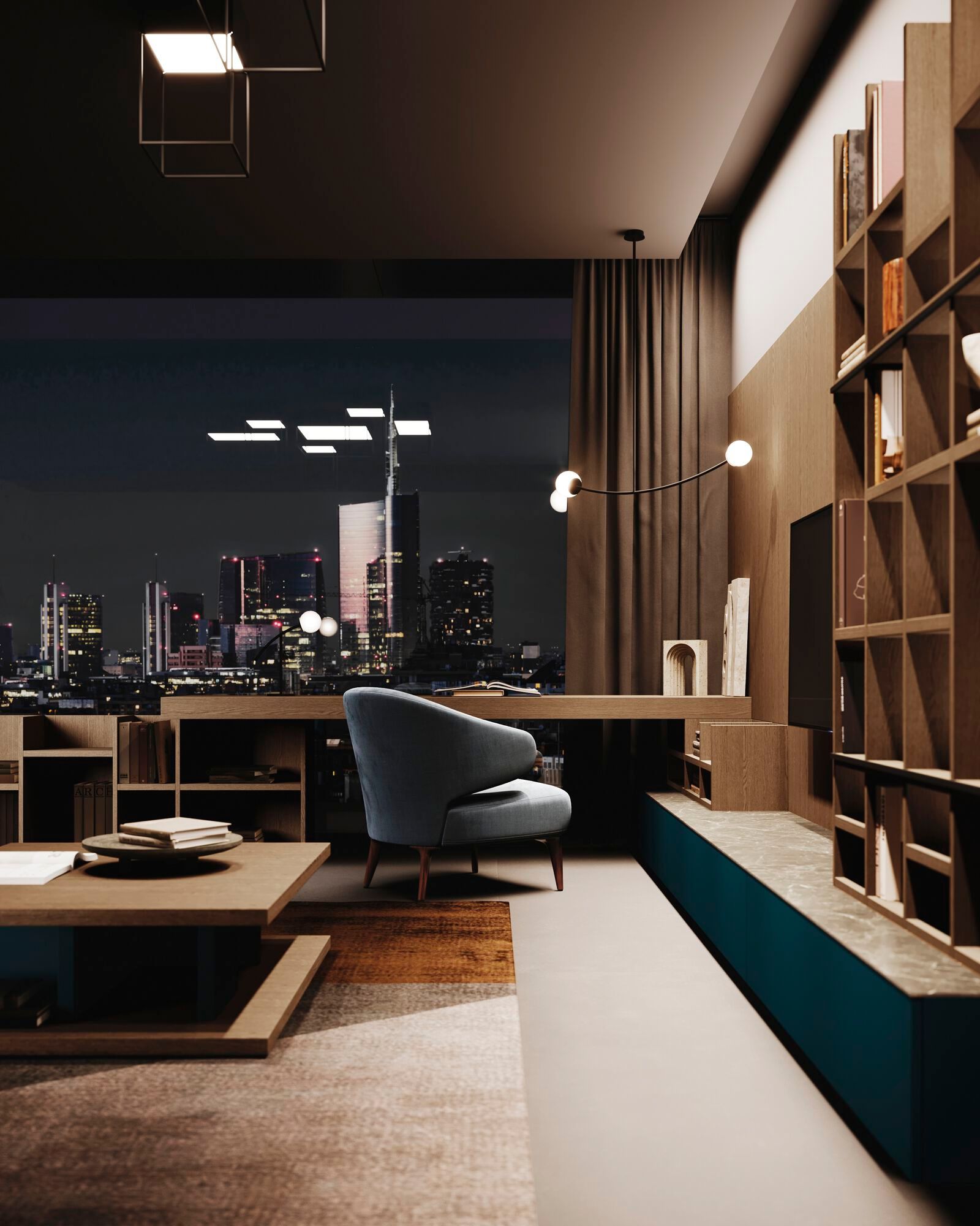 Книжный шкаф из дуба с освещением Guzzini & Fontana House of Clarinet ARCH-00075063 - Вид №3