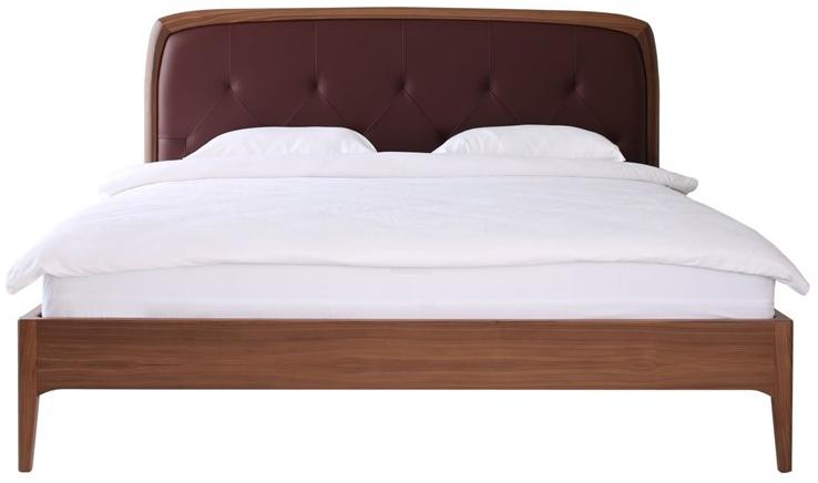 Heavens Двуспальная кровать из орехового дерева с обитым кожей изголовьем Petra sun-id-1446424 - Вид №1