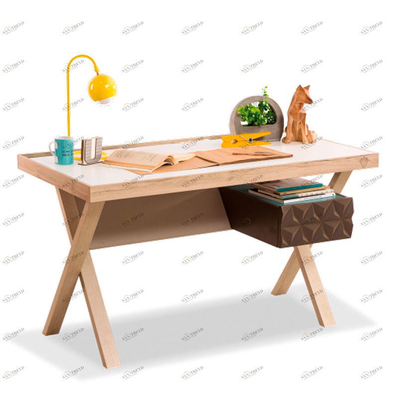 Письменный стол с ящиком 130 см светлый дуб Lofter CILEK LOFTER 00-3832437 Бежевый Santreyd 