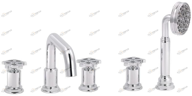 rvb Комплект для ванны на 5 отверстий с ручным душем Flamant factory 1960.--.70