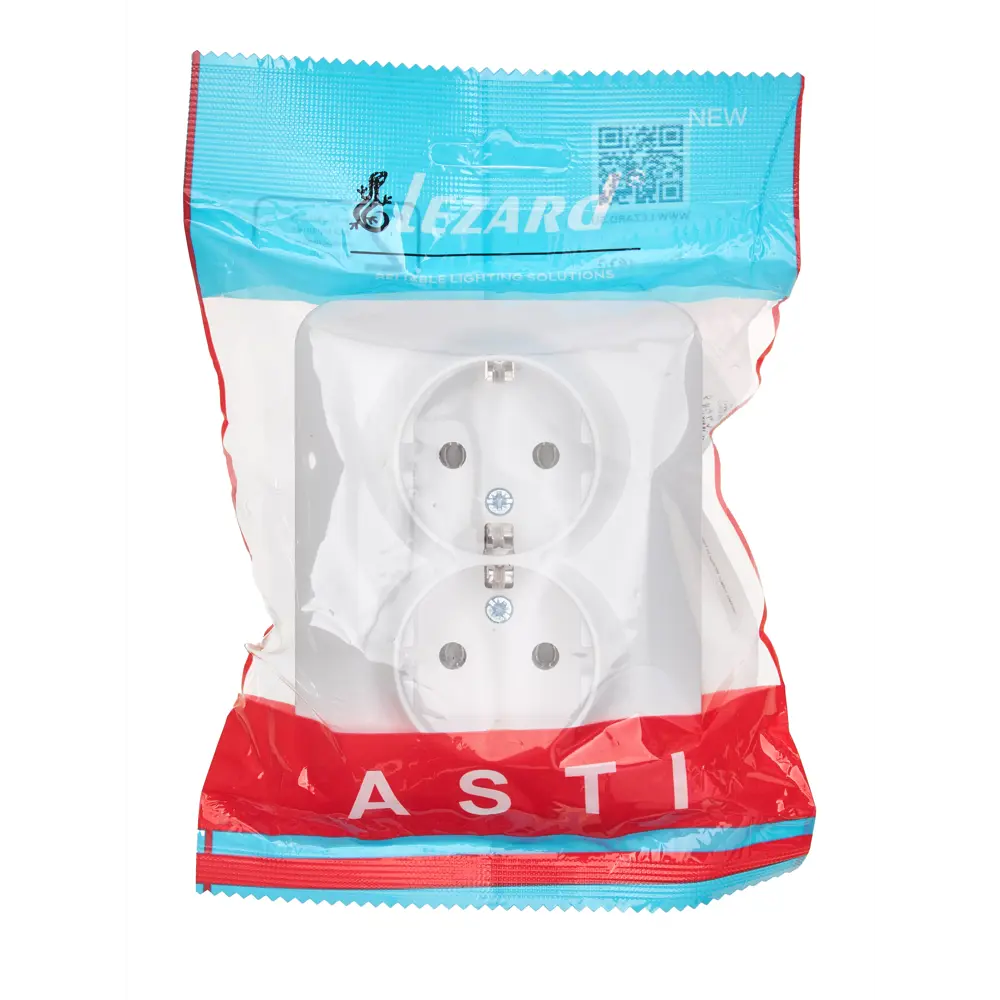 Розетка двойная встраиваемая Lezard Asti с заземлением цвет белый STLM-2054193 - Вид №3