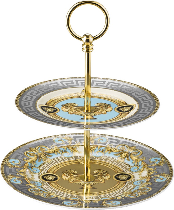 10582040 Rosenthal Versace Этажерка двухъярусная Rosenthal Versace Престиж Гала 22см, фарфор, голубая Фарфор 
