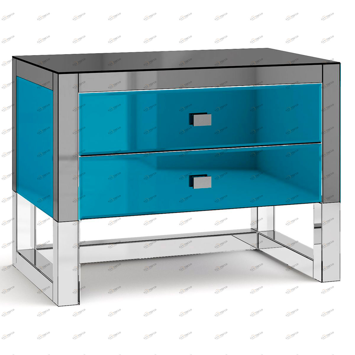 Прикроватная тумбочка дизайнерская синяя "Румми" GRAUM  304071 Зеркальный;синий 