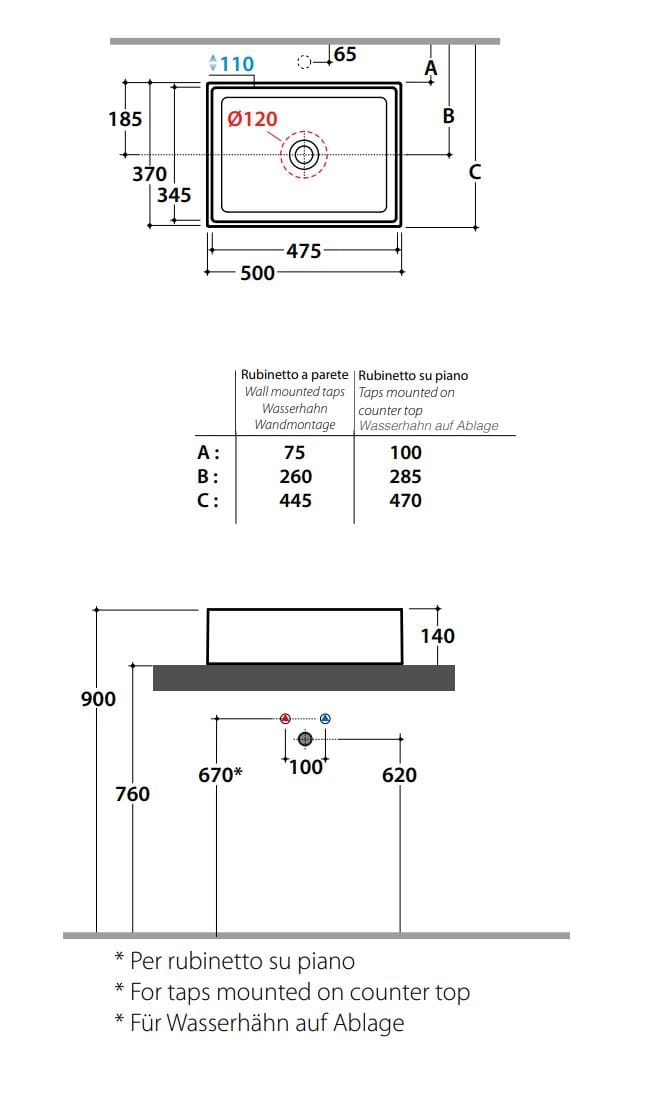 Керамическая раковина с одной столешницей Ceramica Globo классика ARCH-00034013 - Вид №2
