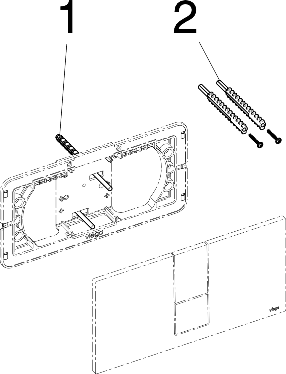 Системная техника  Принадлежности к панелям смыва для унитазов и писсуаров  Панели смыва для унитазов VIEGA 654 764 1) Модель 8334.1 Santreyd  - Вид №14