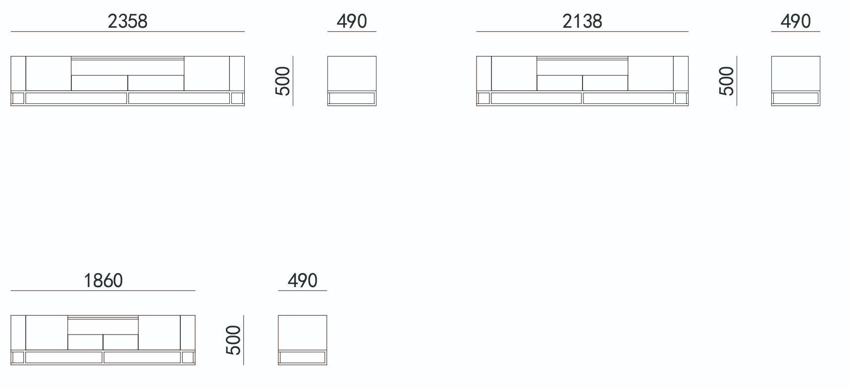 HC28 Cosmo Тумба под ТВ из фанерованной древесины с ящиками Largo 52c006 - Вид №2