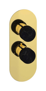 Комплект наружных частей термостата на 1 потребителей - вертикальная овальная панель с ручками Marmo WE ARE IB eua112oonmr_2 Gold Aqua