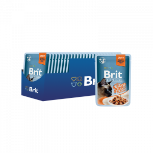 ПР0047467*24 Корм для кошек Premium Cat Gravy Кусочки из филе индейки в соусе пауч 85г (упаковка - 24 шт) Brit