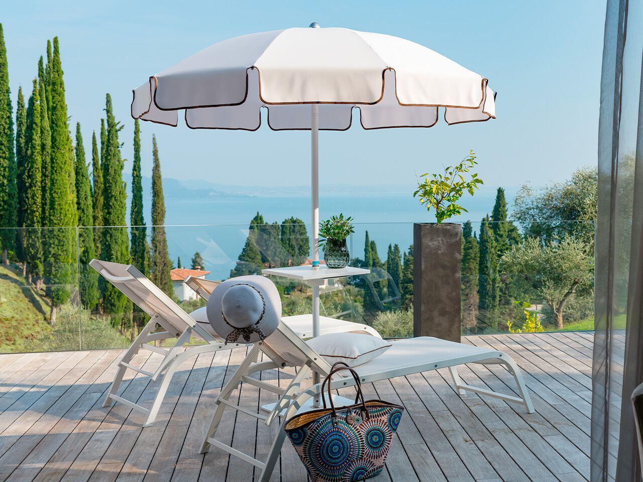 Зонтик из анодированного алюминия и акриловой ткани Crema Outdoor POSEIDON ARCH-00108576 - Вид №1