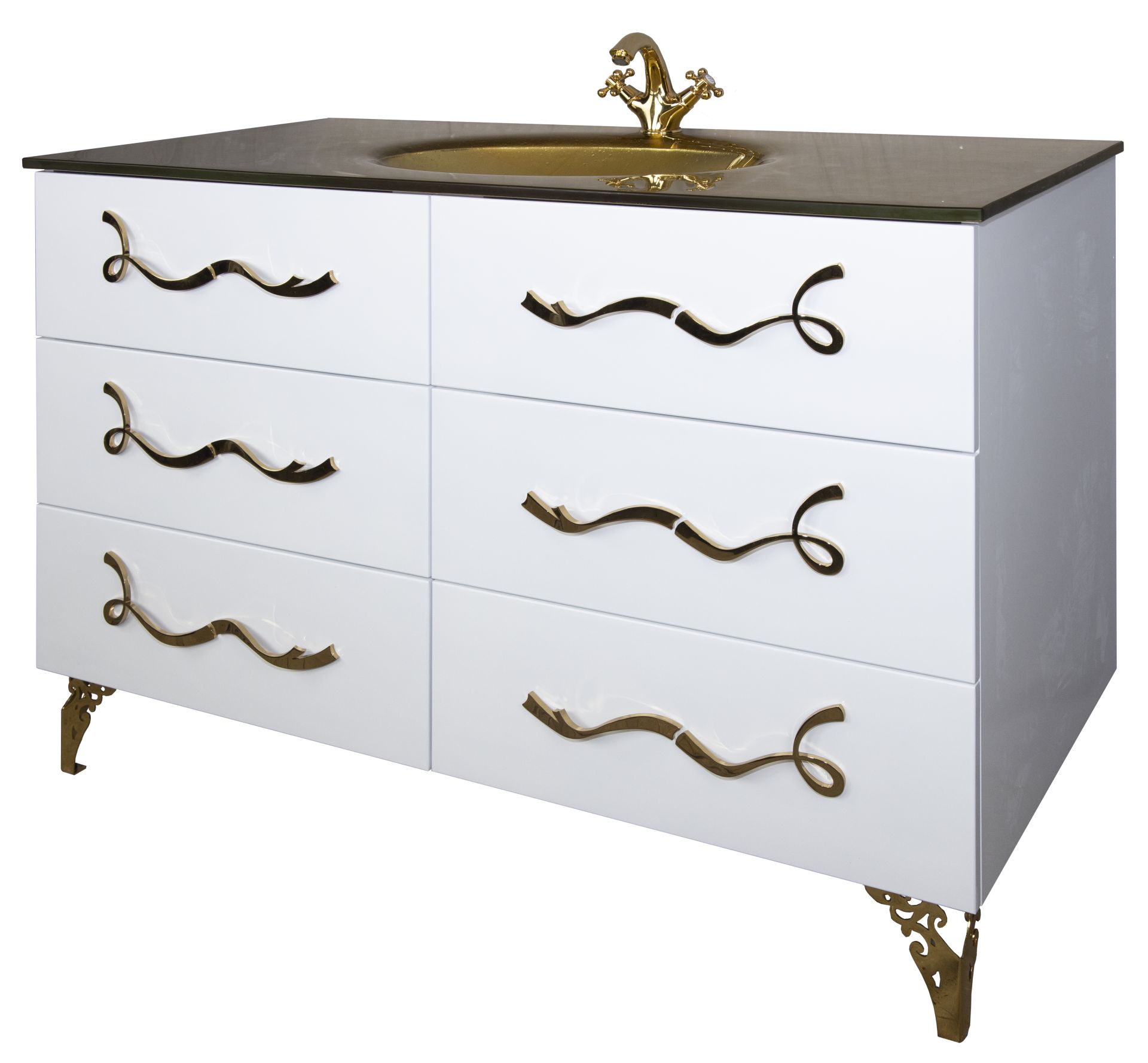 TSLA120BPGO Подвесная раковина настенная овальная Tessoro Laura золотая - Вид №3