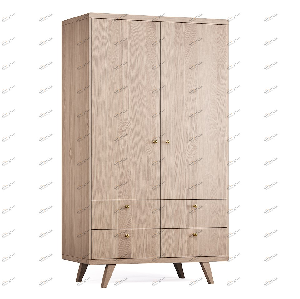 Шкаф распашной двухдверный с ящиками осветленный дуб Thimon №2 THE IDEA  210431 Дуб сонома;бежевый 