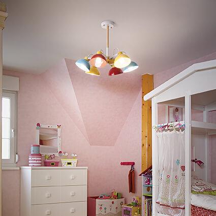 Люстра потолочная детская с шестью плафонами Titti IDEAL LUX TITTI 326533 Красный;желтый;голубой  - Вид №2
