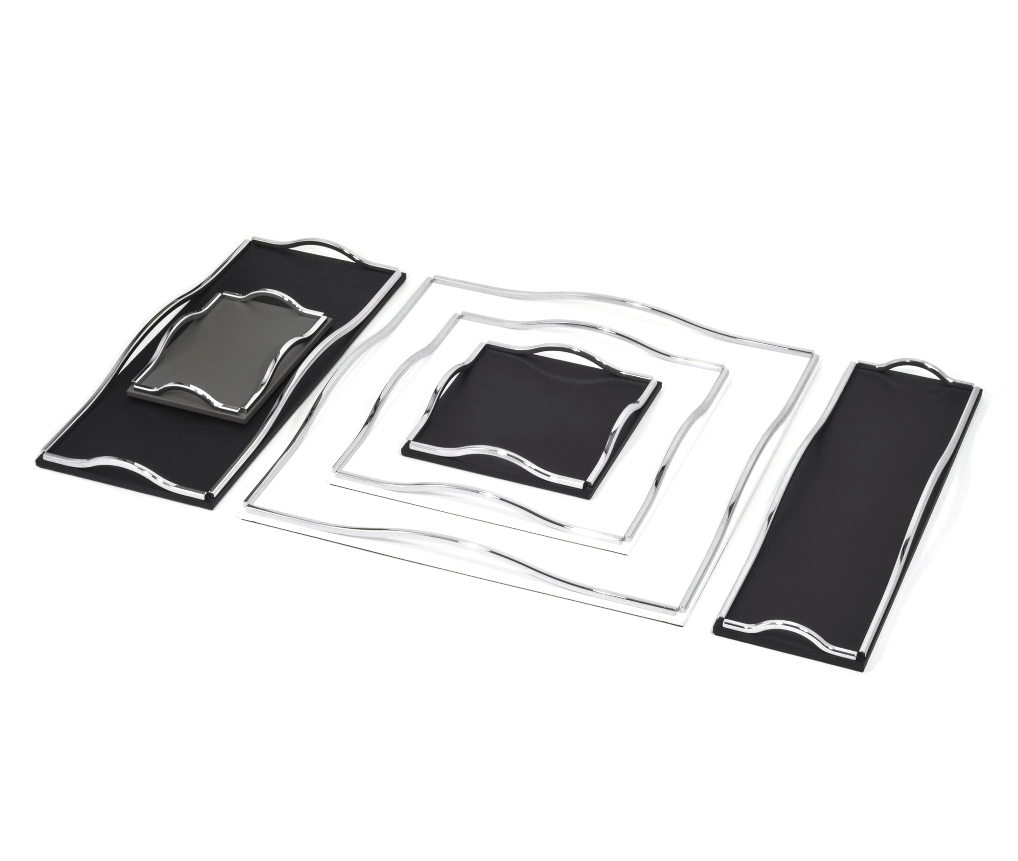 Поднос Wave - 52X36 см/металл-хром/тканая кожа_темно-серый Pinetti 00.1332.061.055 - Вид №2