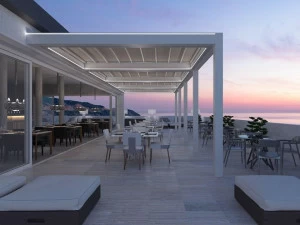 KE Outdoor Design Пристроенная пергола со сдвижной крышкой Gennius