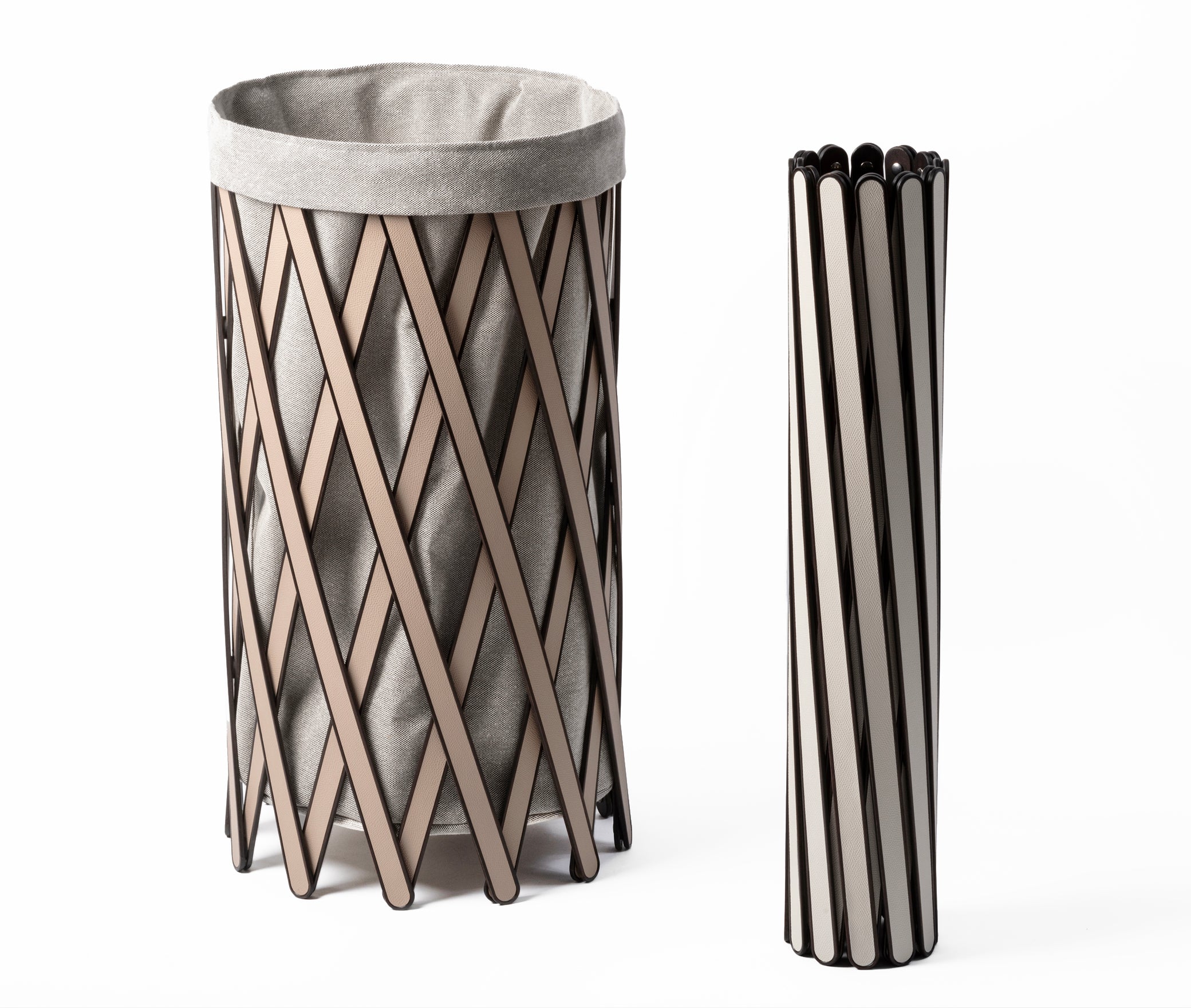 Корзина для белья Safari - Ø 37XH76 см / зернистая кожа серо-серого цвета Pinetti 00.1505.029.048 - Вид №2