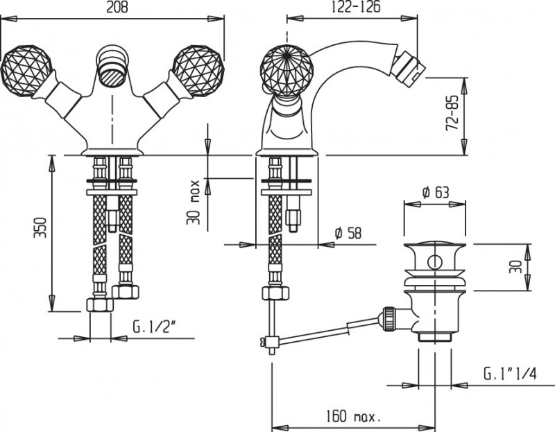 Смеситель для биде CEZARES LORD-BS1-02 - Вид №1
