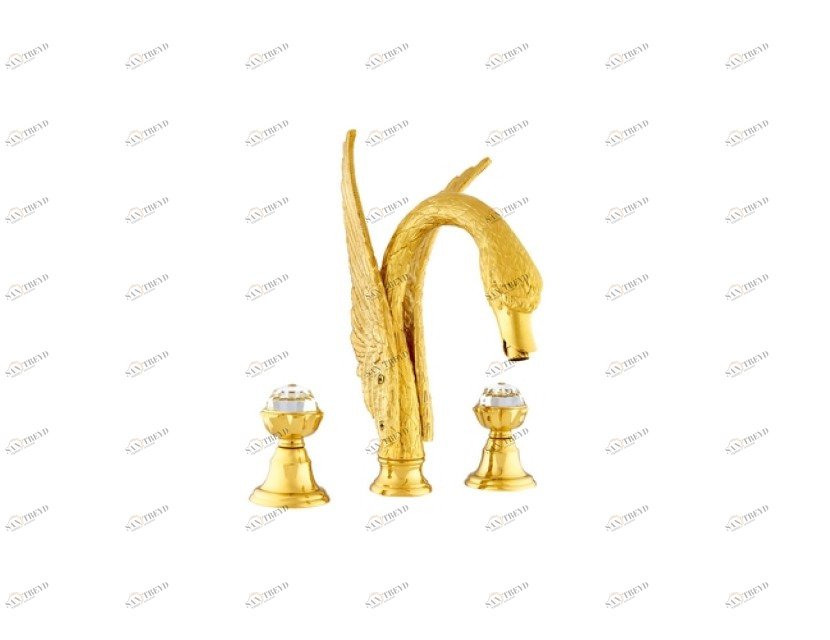 039251.A00.30 Раковина с тремя отверстиями и кристаллами swarovski swan series Античная латунь Mestre