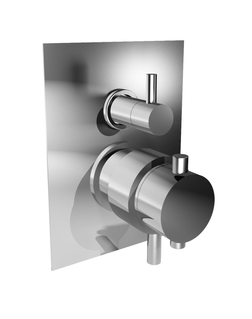 52569 Коаксиальный встроенный термостатический смеситель с механическим переключателем на 2 направления. Bongio T Square 