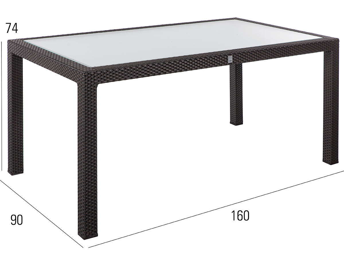 68.00.0110 Стол Bellini Mocca - стеклянная столешница 160 x 90 Mbm  - Вид №1