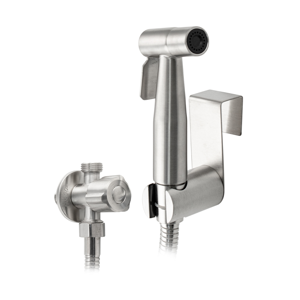 GFmark - Набор биде гигиенический из нержавеющей стали, матовый, (шаровый кран + лейка + шланг), код: 2061 