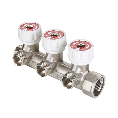 VTc.570.N.0503 Коллектор c регулирующими вентилями Valtec 3/4", 3 x 1/2" 