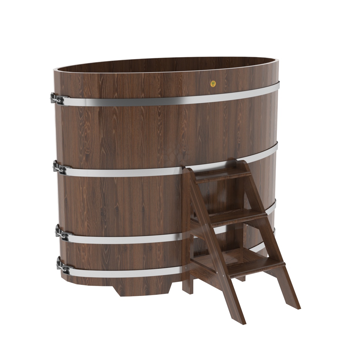 1296 Купель овальная из дуба 0,92х1,66х1,4 морёная Alyarus 