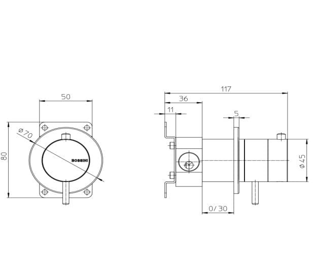 Настенный термостатический пульт дистанционного управления из нержавеющей стали Bossini NOBU-Inox AISI 316L ARCH-00062842 - Вид №2