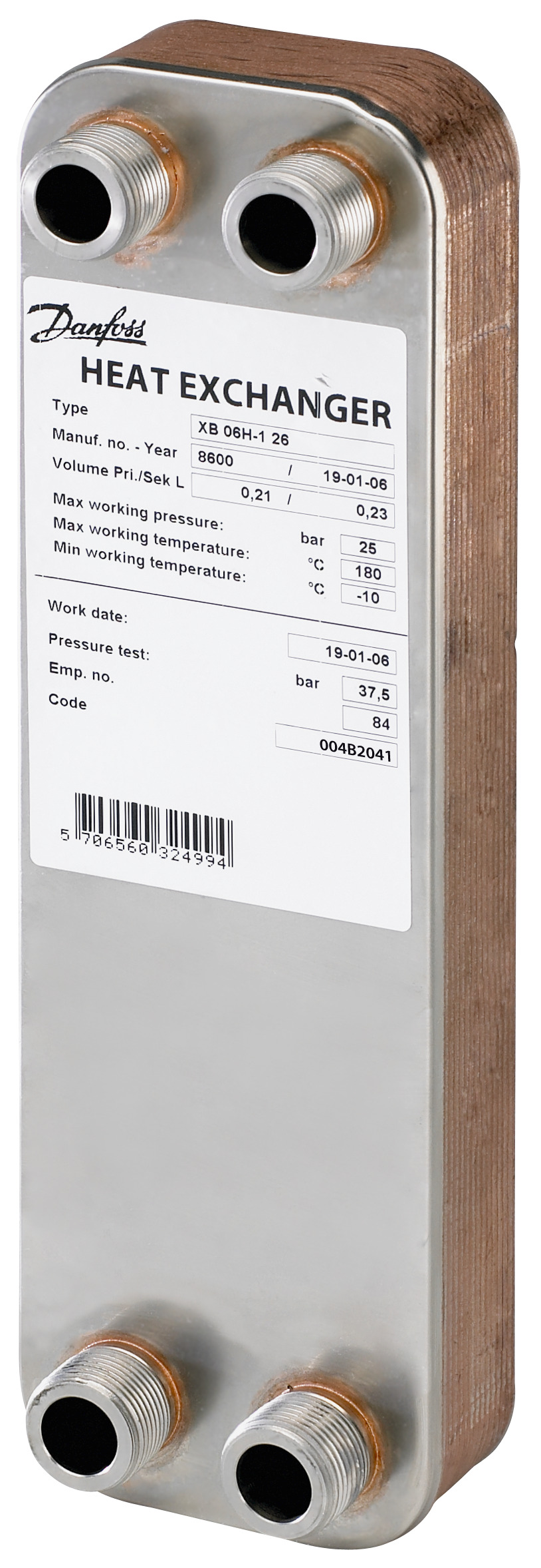 Danfoss Паяный пластинчатый теплообменник серии XB06 XB 06H-1 16 паяный пластинчатый теплообм 004B2038  - Вид №17
