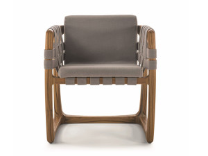 Тканевый садовый стул с каркасом из тикового дерева