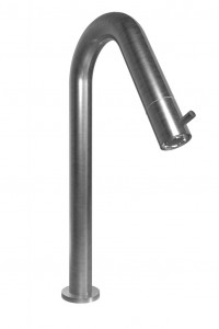 70532 / 0M Поворотный смеситель для раковины из матовой нержавеющей стали (высота 346 мм) с прогрессивным картриджем, установленным в изливе. Bongio Time2020