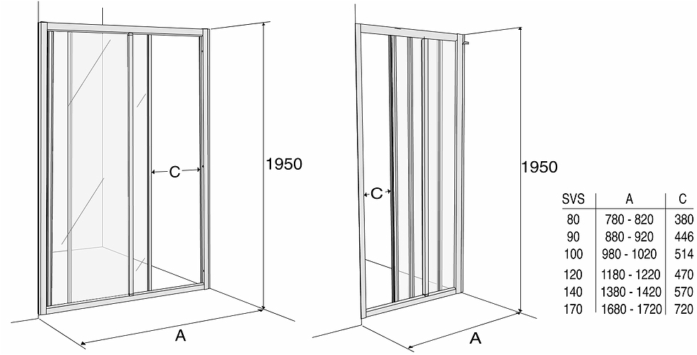 605080 IFO Душевая кабина прямая SVS VK, белые лакированные профили, прозрачное стекло, SVS VK 1700 Solid - Вид №1