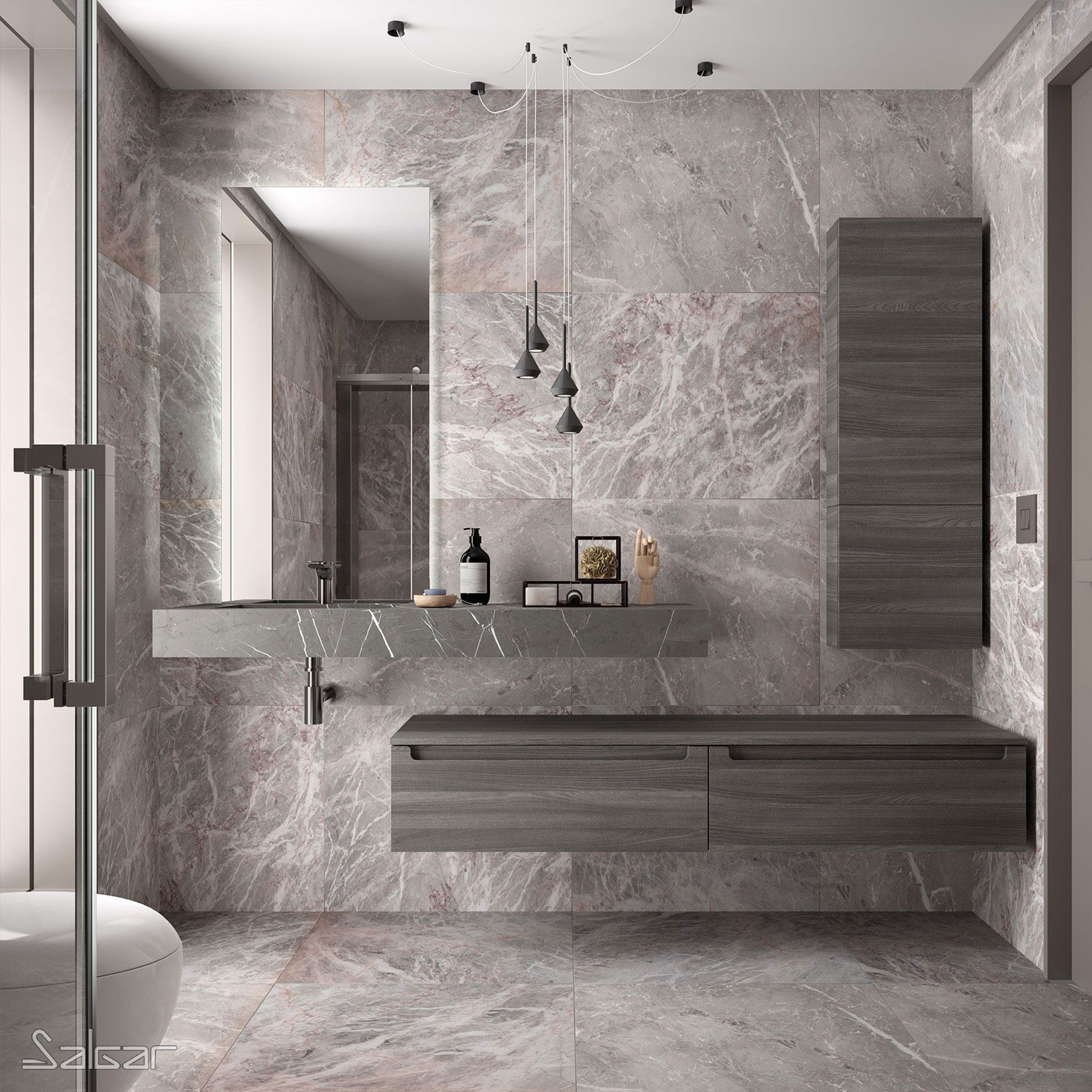 83379 SALGAR Столешница COMPAKT 51 GREY STONE от 700 до 800 мм с 1 большой встроенной мойкой 700-800 x 510 x 120 мм 