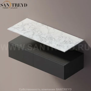 Agape ELL Подвесная столешница с возможностью установки 1-2 раковины. Размер: длина от 120 см до 140 см. Отделка: белый мрамор AELLN1MCC1214YP