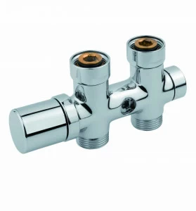 Carlo Poletti V42710M Клапан термостатический прямой, одно/двухтрубный с бай-пасс, с подключением медной или пластиковой трубы. Межосевое расстояние 50 мм.