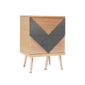 Прикроватная тумбочка с 2 ящиками темно-серая Woo Twins WOODI  00-3965937 Бежевый;серый