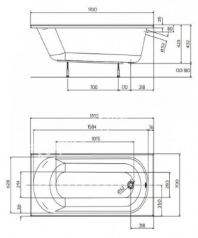 Акриловая ванна 170х70 KOLO Opal Plus AntiSlide XWP1270101  - Вид №4