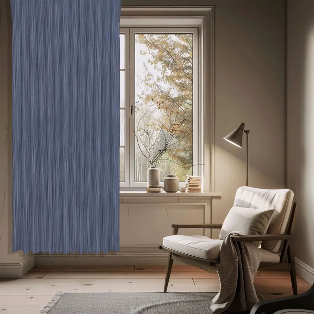 Штора на ленте со скрытыми петлями Полоса 200x280 см цвет голубой WITERRA STLM-2204144