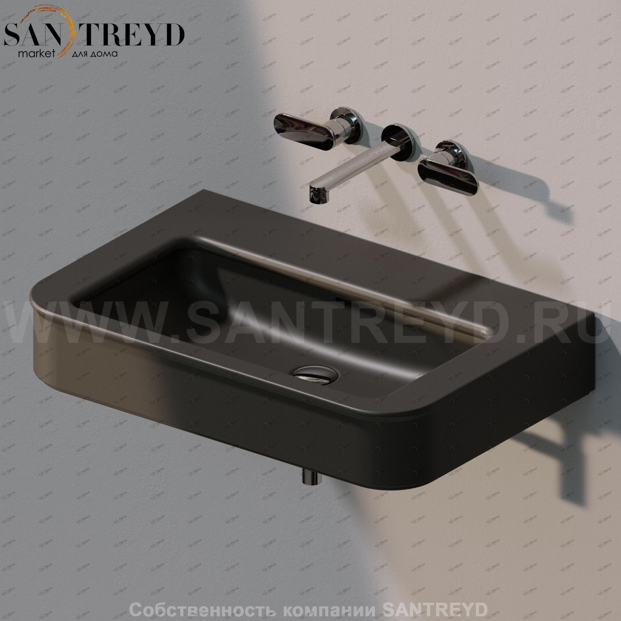 MA75L7006 Подвесная раковина настенная прямоугольная Ceramica Flaminia Madre черная