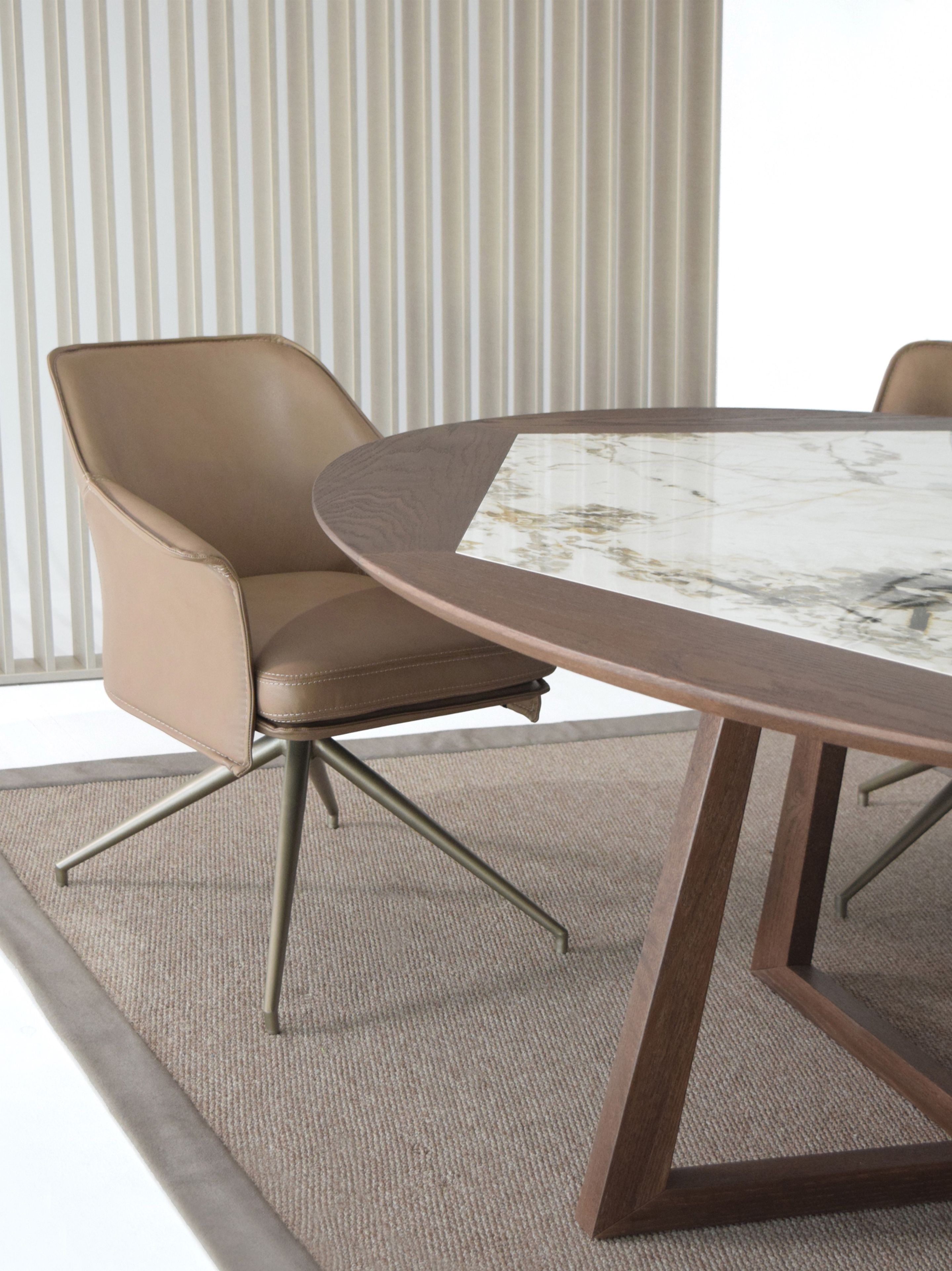 Круглый деревянный обеденный стол с мраморной столешницей ABLE CHARISSA R ARCH-00066026 - Вид №9