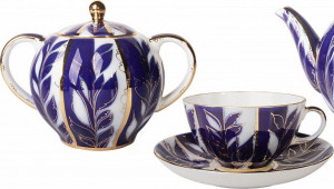 82691 Императорский фарфоровый завод Сервиз чайный 6/14 "Зимний вечер" "Тюльпан" Фарфор твердый