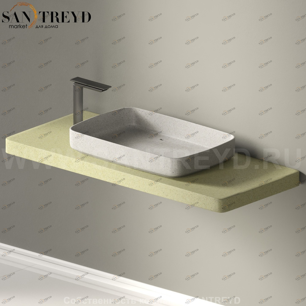 Столешница под раковину PETRA из декоративного бетона зеленая Agape ACER093540
