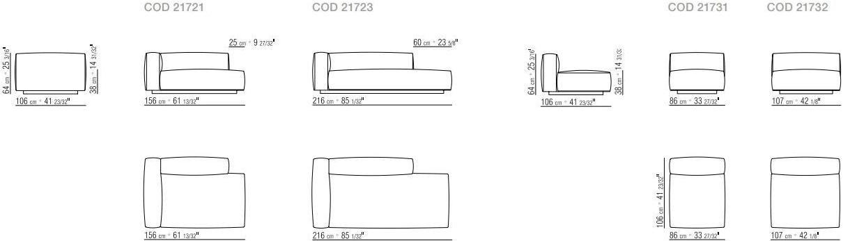 Flexform 2-х местный модульный диван из ткани Lario sun-id-1450495 - Вид №2