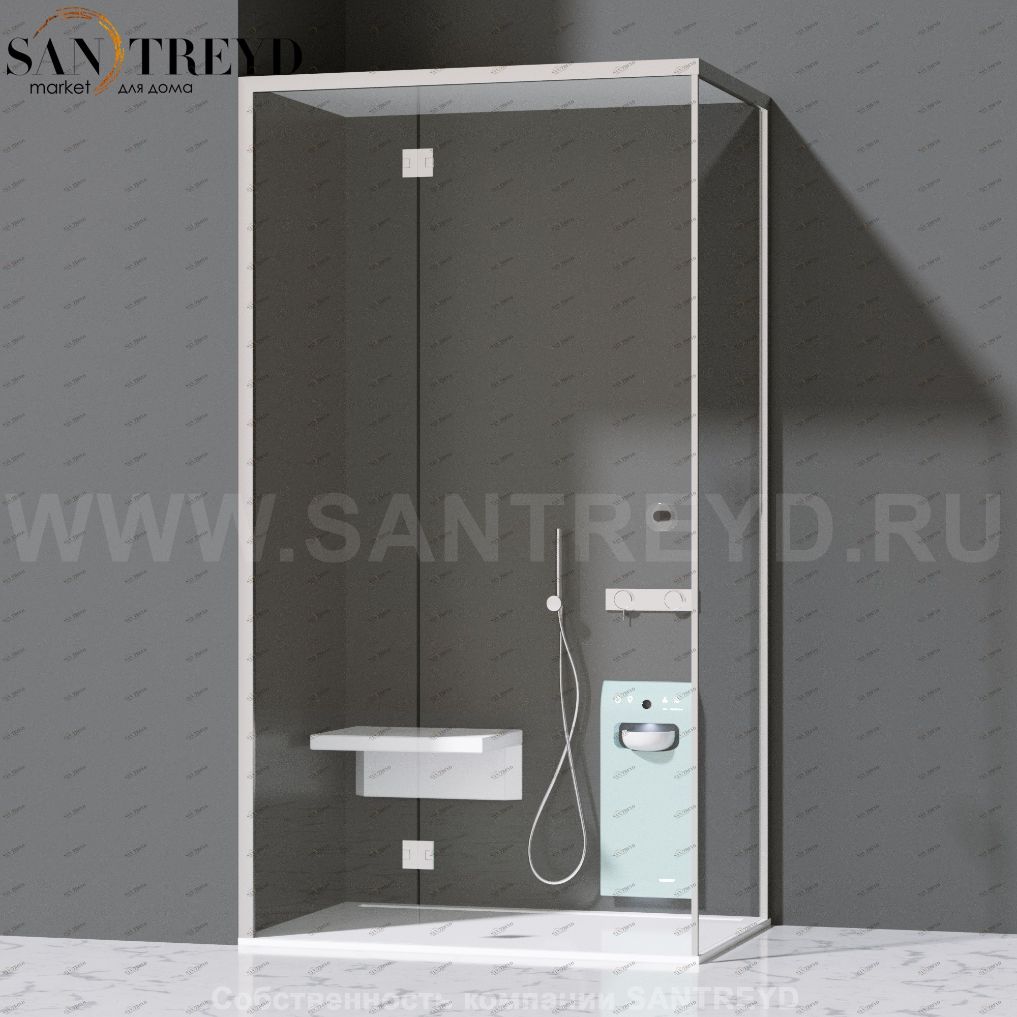 Effegibi FITBOX B Душевая кабина с профилем из алюминия. Установка: в левый угол. Размеры: длина 119 см, Дверные петли на стекле FB10010003