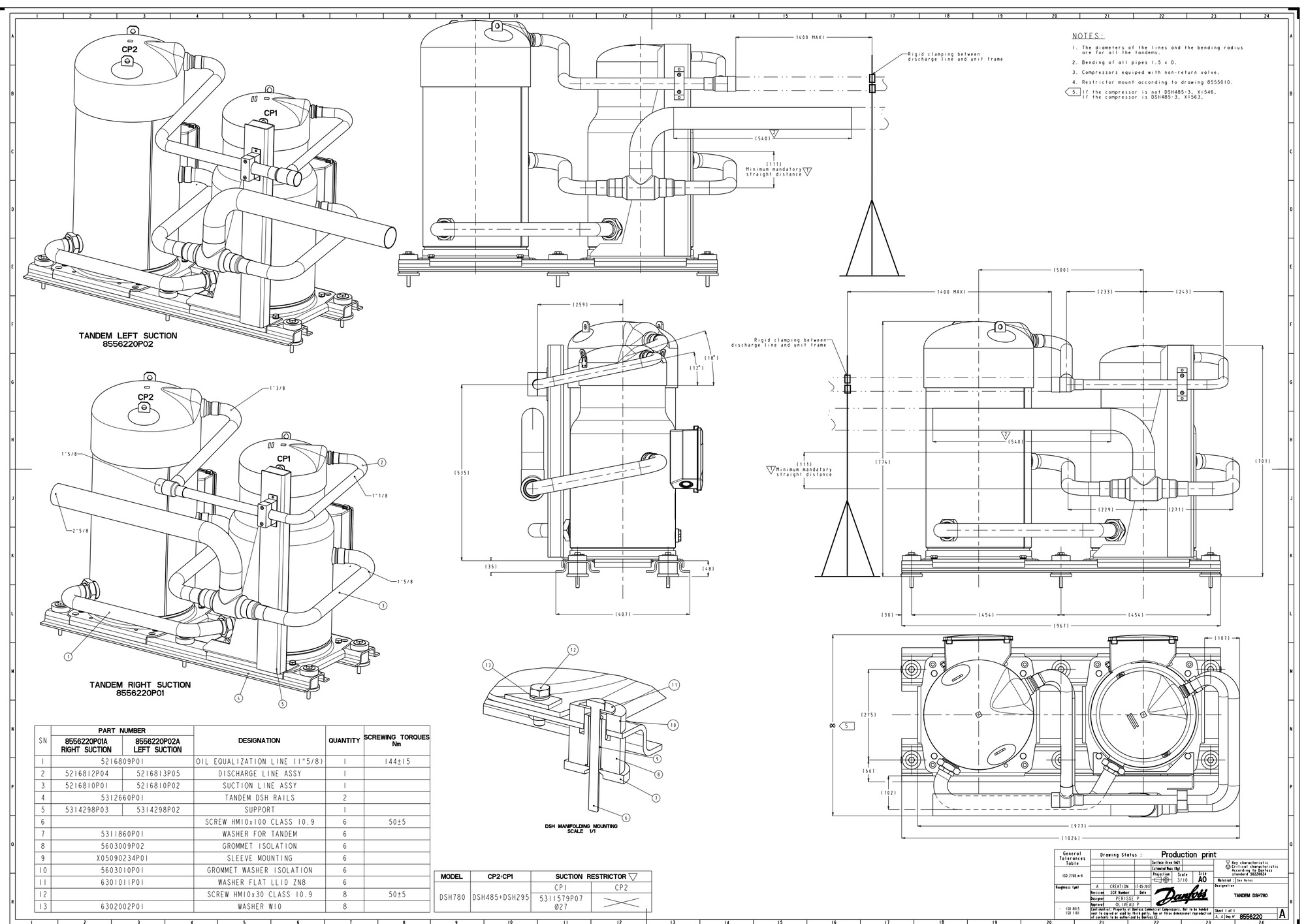 Danfoss DSH — Герметичные спиральные компрессоры, R410A DSH105A4ALC Компрессор спиральный 120H1191  - Вид №8