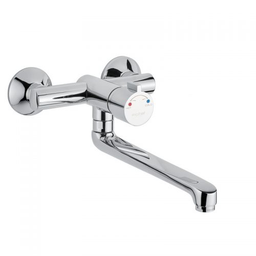 908.35-140 Idral Смеситель для раковины / раковины с термостатом, самозакрывающийся, серия 908, с клиническим рычагом и поворотным изливом 140 мм 
