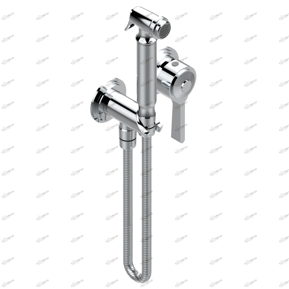 G2U-5840/MBG Комплект для душа, включающий смеситель, армированный шланг 1 м 25 см, ручной душ с курковым распылителем, выход из стены и предохранительный запорный клапан Thg-paris Faubourg metal с рукоятками Хром G2U 5840/MBG A02 CAT.A